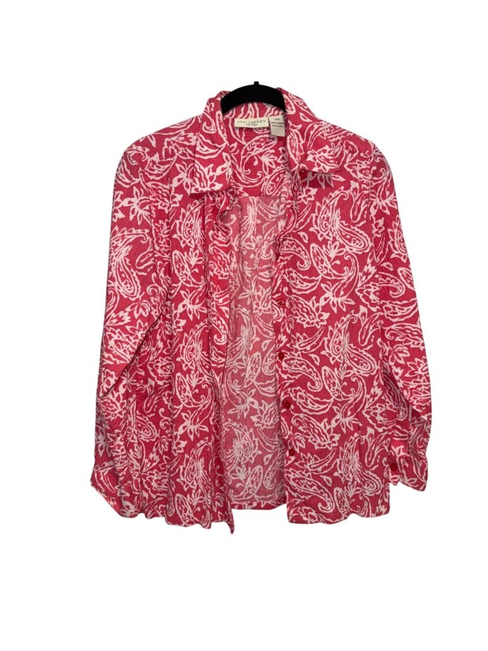 Appleseeds Petite Floral Paisley Button-Up Shirt 100% Cotton Long-Sleeve PM